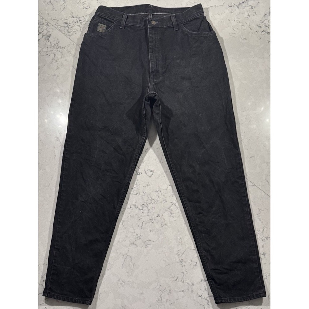 VTG 90s Wrangler For Women Mom Jeans Size 14 Black High Waist Tapered Leg